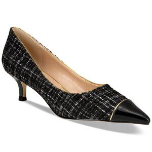 150$ THINGS II COME Jacey Luxurious Pointed-Toe Kitten Heel Pumps Size 6 Black